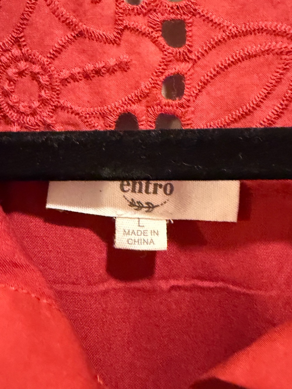 NWOT Entro Floral Eyelet Detail Tiered Puff Sleeve Collared Dress Rust Size L - Picture 3 of 4